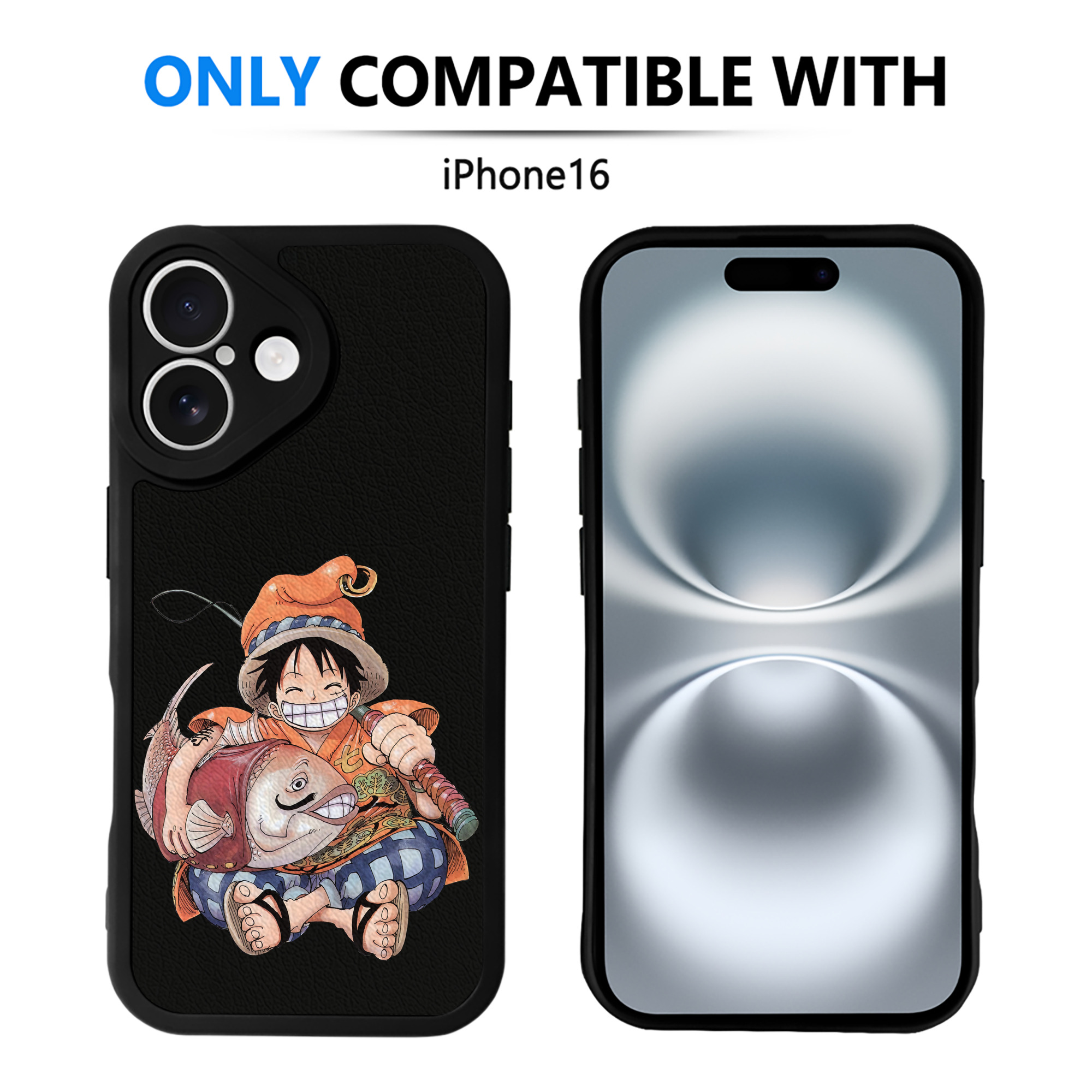 （画像用） ワンピース モンキー・D・ルフィ ONE PIECE Monkey D. Luffy 【iPhone 16シリーズ対応】シリコンスマホケース（レザー調） 材質：シリコン